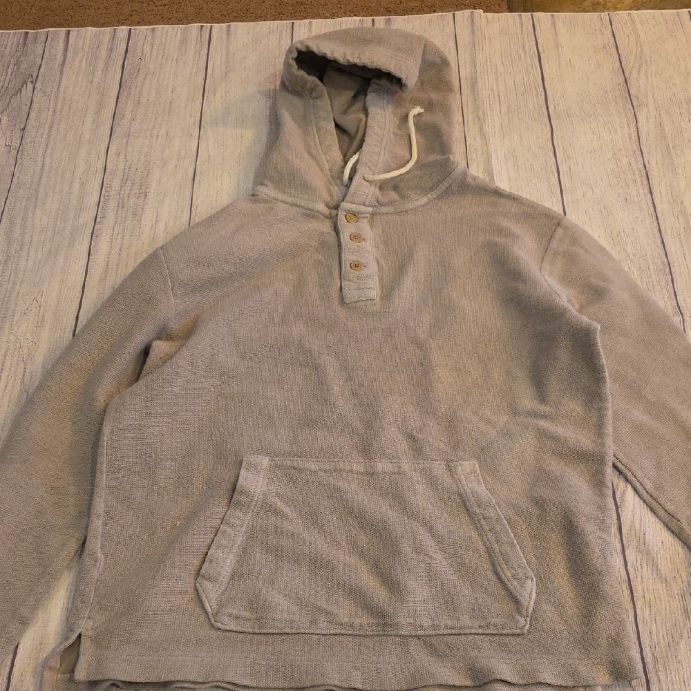 Light Beige Hooded Sweatshirt with Drawstrings and Relaxed Fit